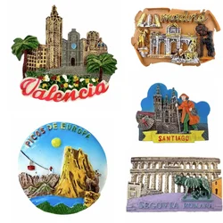 Segovia Cantabria Madrid Santiago Spain Fridge Magnets Travel 3D Memorial Magnetic Refrigerator Stickers Gift Room Decoration