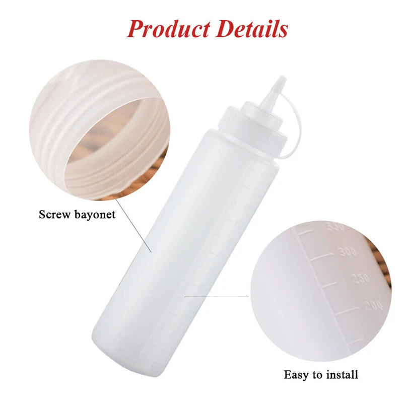 

5X 240ML Ketchup Squeeze Bottles Squeezy Sauce Bottle Mayo Oil Dispenser Bottles