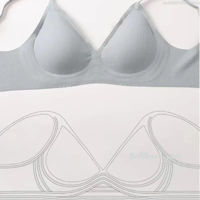Sexy Seamless Bras for Women Wireless Underwear Push Up Brasieres Deep V Bralette Invisible Letter Strap Bra Lingerie