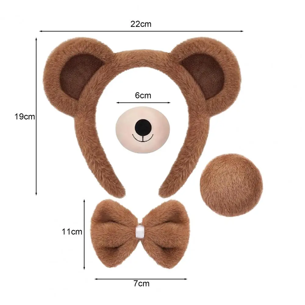 مجموعة عصابة رأس على شكل أذن الدب متعددة الاستخدامات من القطيفة على شكل آذان الدب البني لحفلات الهالوين التنكرية للبالغين لحفلات المكياج #6