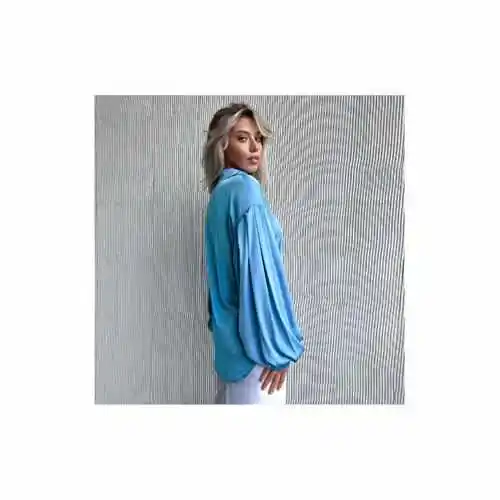 

Women's Faionable Lapel Lantern irt Casual Cotton Long Sve Urban Sle Inner Wear Universal Fit Comfortable Clothing