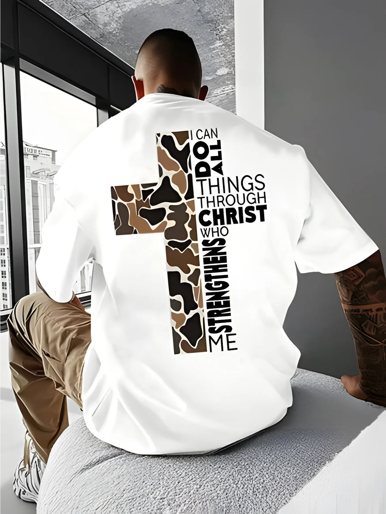 Men’s Street-Style Printed T-Shirt, Versatile Casual Short-Sleeved Top, American High-Street Summer Trend Short-Sleeved Top
