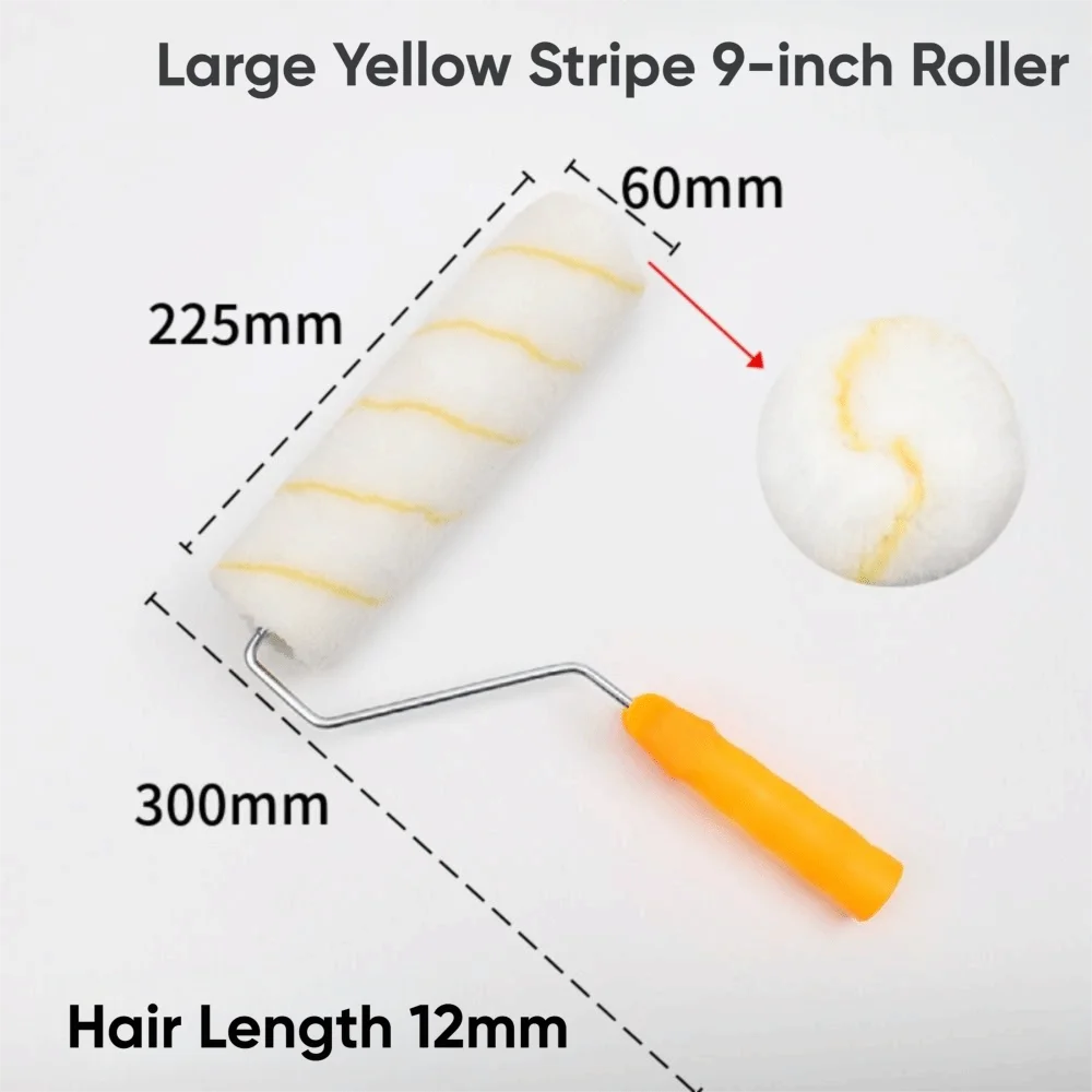 

1 компл./11 шт., 4-12 дюймов, роликовая щетка 360 ° Набор вращающихся длинноволосатых малярных валиков со сменной головкой кисти, смесь полиэстера