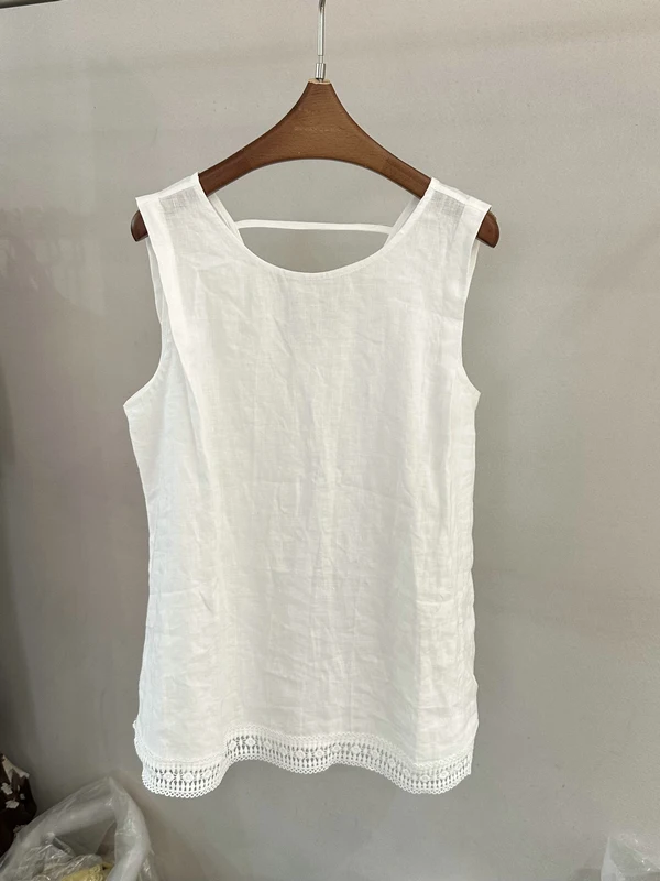 

Loose Fit Linen Vest Women's Backless Mid-Length Sleeveless Top Korean Style Artistic Summer Fashion Breathable Skin-Friendly