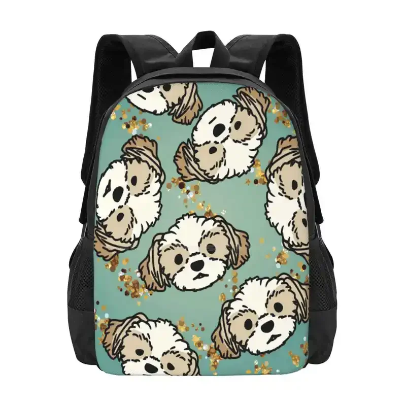 

Miyoko In Teal And Gold Hot Sale Schoolbag Backpack Fashion Bags Shihtzu Shih Tzu Dog Puppy Kawaii Cute Teal Gold