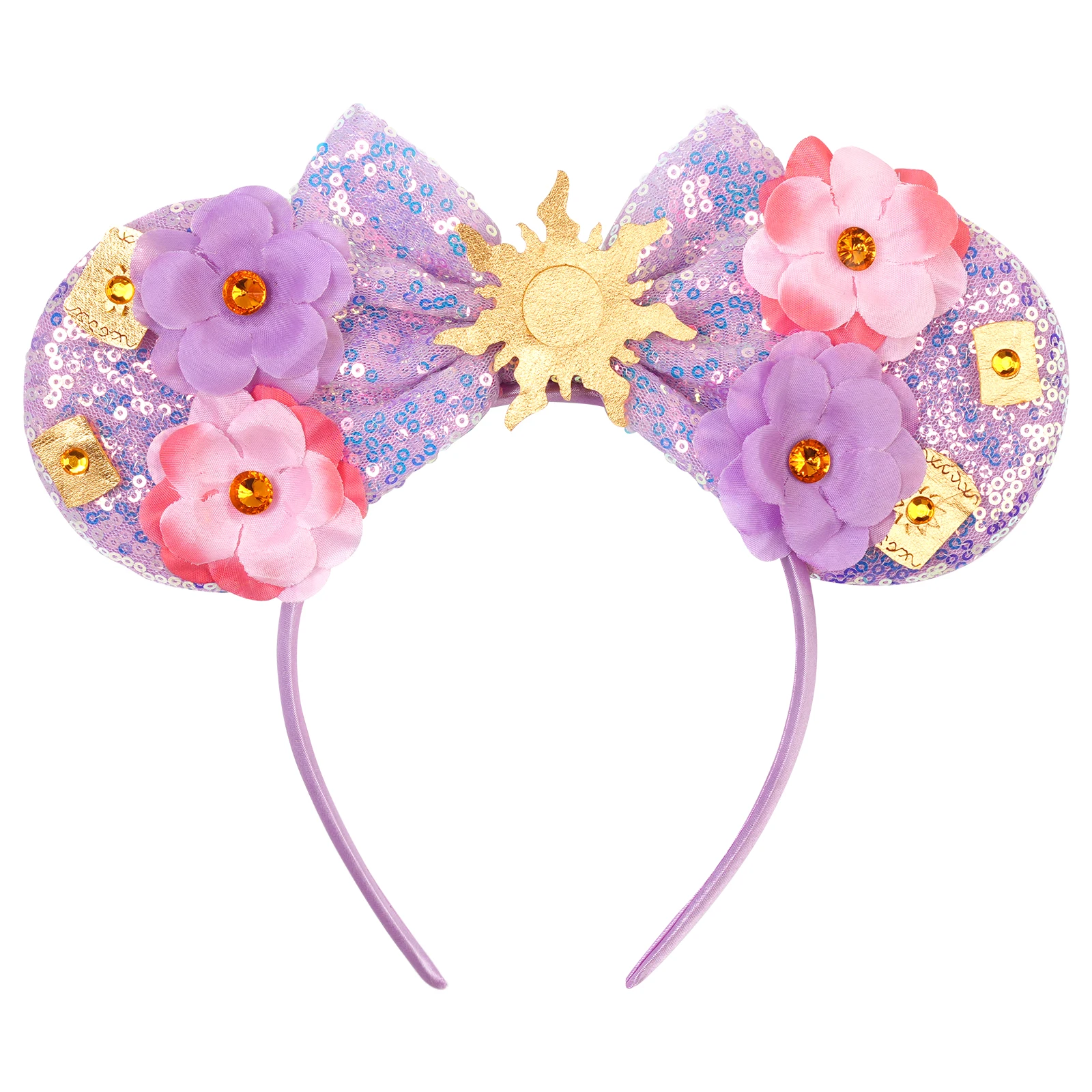 Disney Rapunzel Ears Hair Bands Women Sunflower Sequins Bow Headband Girls Chameleon Pascal Hair Accessories For Kids Party Gift - view 6