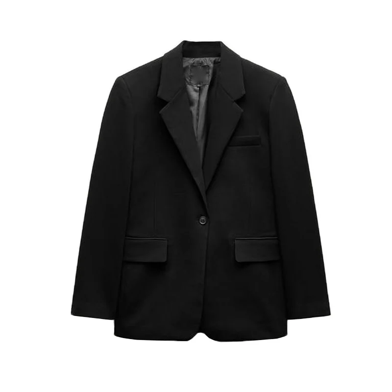 Printemps nouveau femmes décontracté Faionable ample banlieue costume Jaet basique polyvalent Long Sve Busin irt Sle 255887