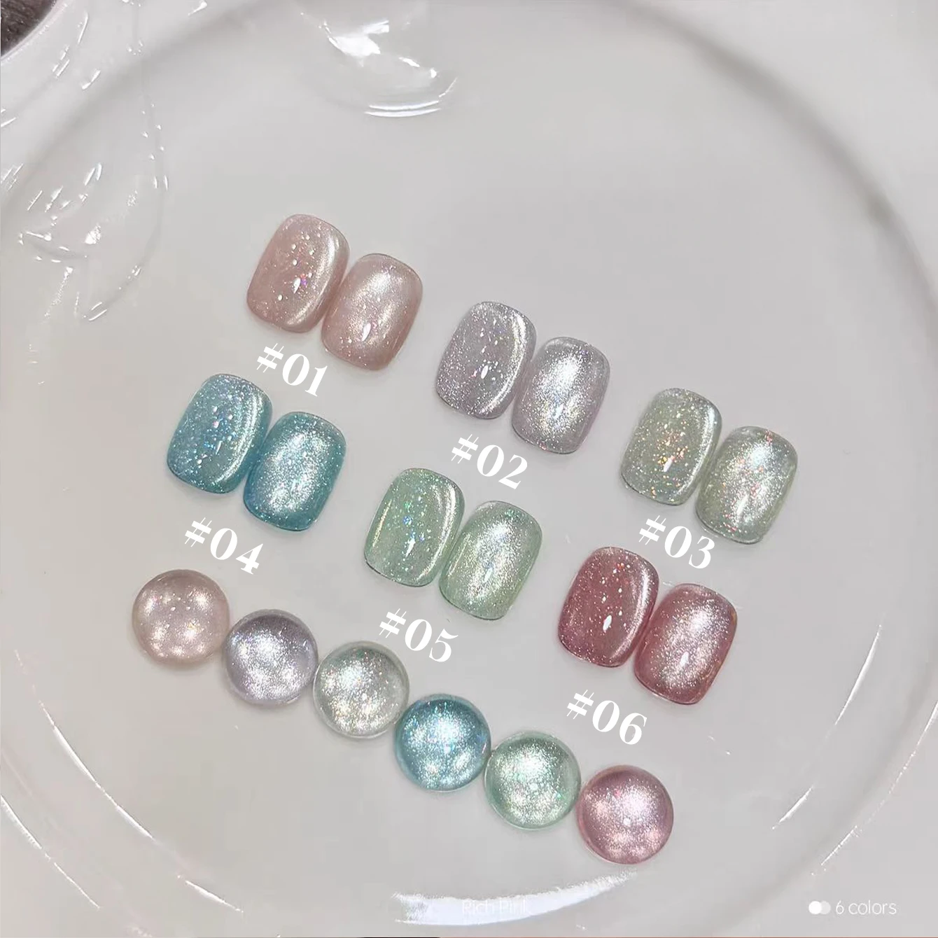 

1-6PCS12ML 2025 New 6 Colors Starry Cat Eye Gel Polish - Aurora Opal & Ultra Sparkle, Summer Nail Supplies for Party/DIY Nails