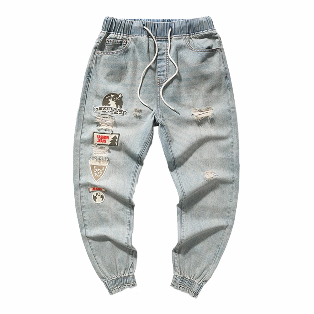 

Men Jeans Versatile 1 Pc 50%Polyester+50%Cotton Blue Broken Casual Fashion For All Seasons Korean Loose Fashion