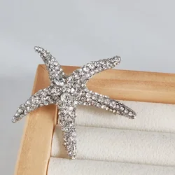 Fashion Romantic Full of Diamonds Starfish Brooch for Women Men Luxury Shiny Pins Accessories Party Jewelry Set Gifts Hot Sale