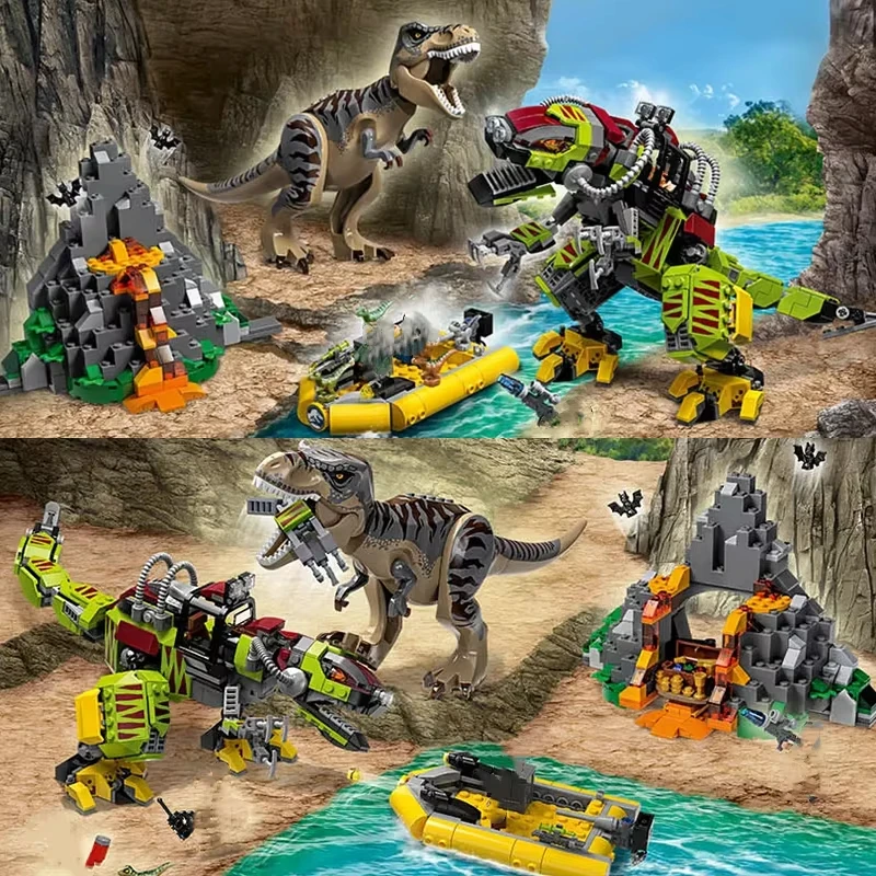 Bloques de Construcción Compatibles con las Series Brick Sets Dinosaur World, 75938, Tiranosaurio Rex y Batalla Dino-Mech ﻿ Juguetes