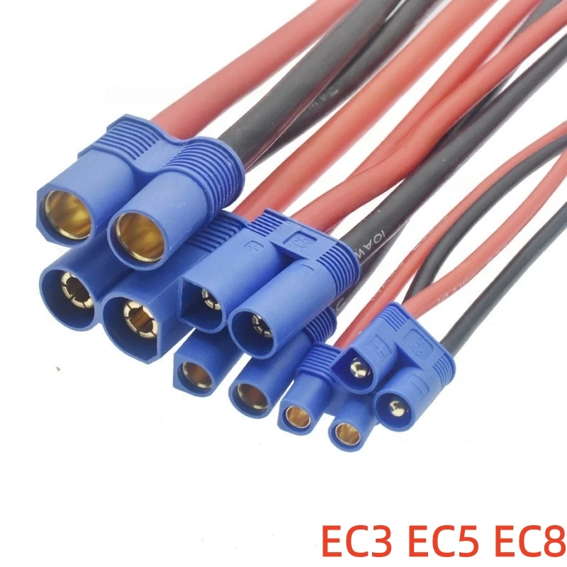 1PCS Solderable EC3/5/8 model aircraft connectors, EC5, EC8 banana plugs, high current 100A power battery copper wire.