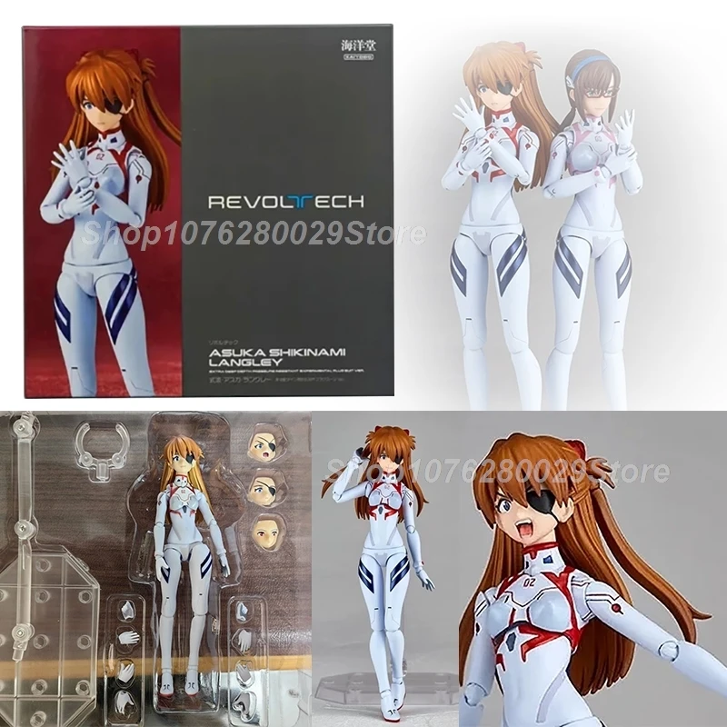 Revoltech Yamaguchi EVA Soryu Asuka Anime Figure 16cm Kaiyodo Asuka Figure Kawaii Action Figure Twin Sexy Curly Haired Girl Doll