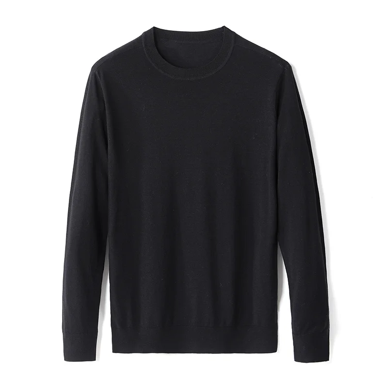 Top Grade 5.5% Mulberry Silk Men's Soft O-Neck T-Shirts New Spring Autumn Cotton Knit Sweater Short Brand Casual Tees