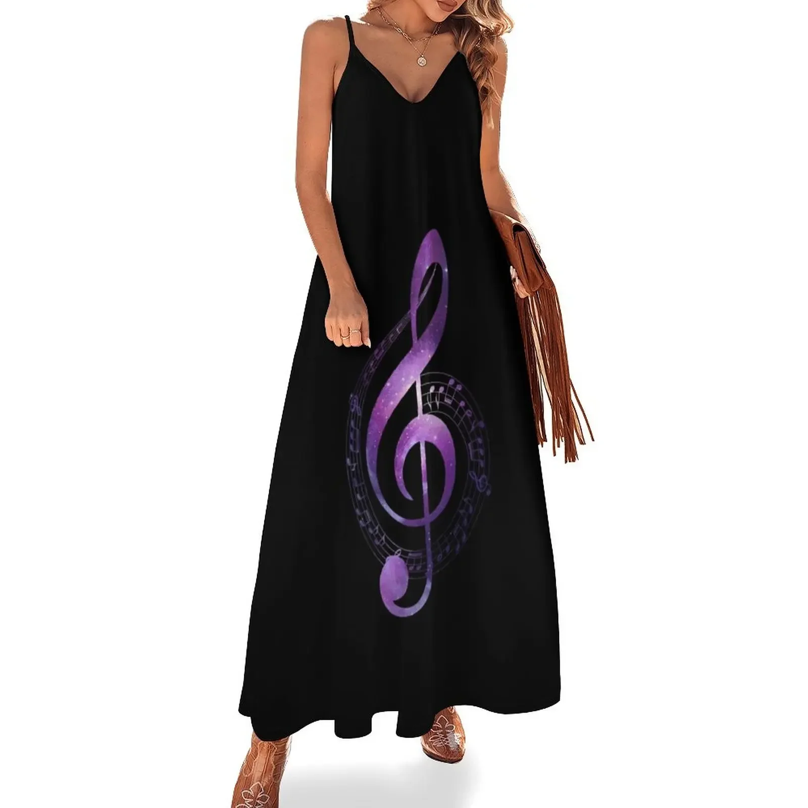 

Galaxy Music Treble Clef Sleeveless Dress women's elegant loose dresses loose women's dress