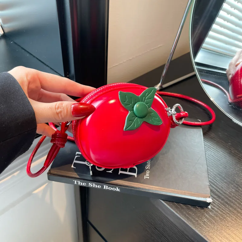 과일 모양 미니백, 패셔너블하고 독특한 숄더백, 크로스백 미니 애플백, PU 소재