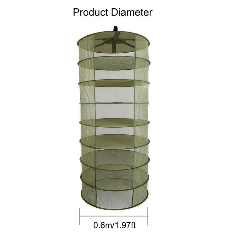 

Herb Drying Net 4/6/8 Layers Foldable Fabric Fishing Net Hanging Basket Dry Rack Bag Mesh Dryer for Herbs Flowers Plants Buds