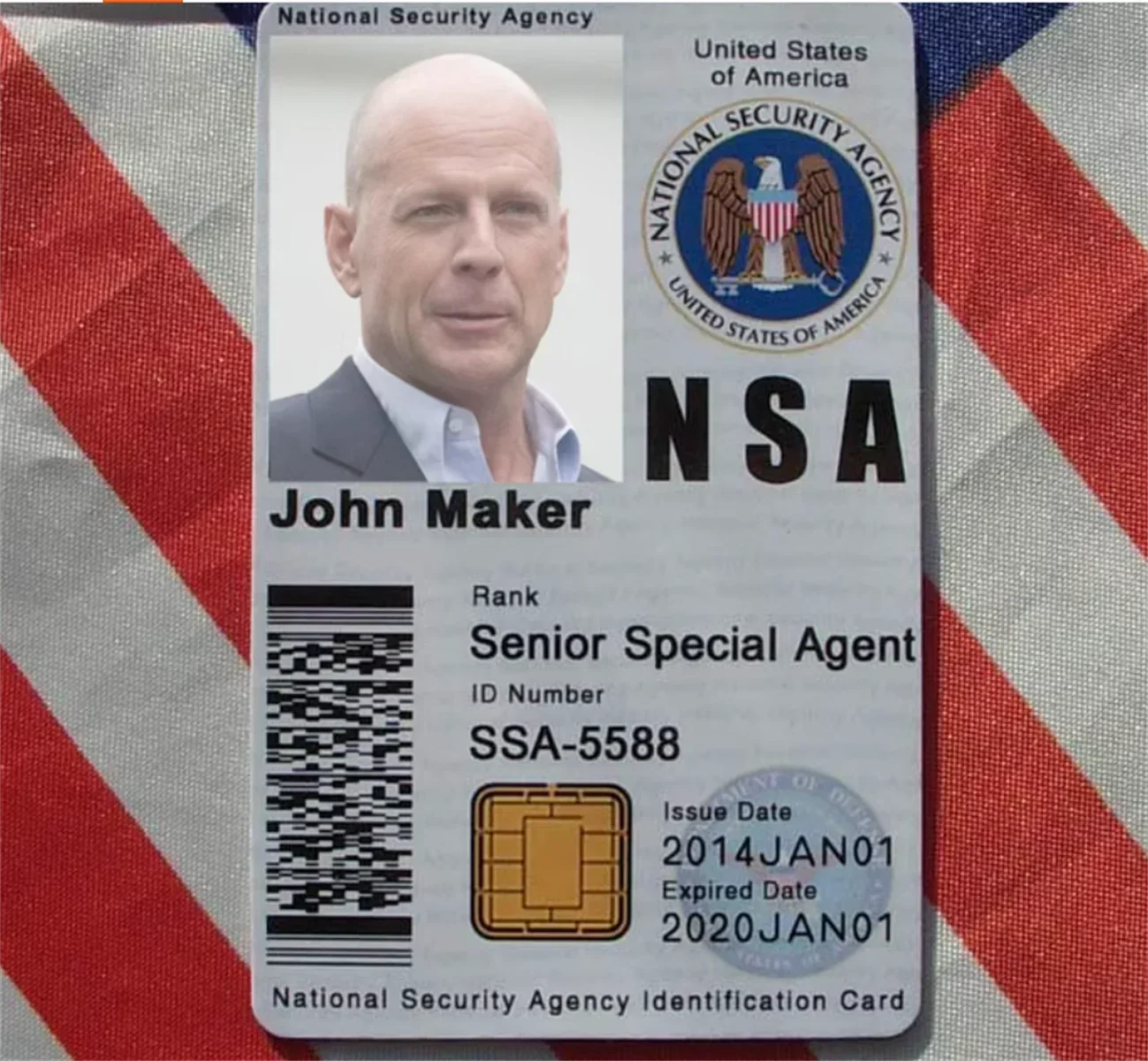 

US NSA Identity COS Prop Card Customizable