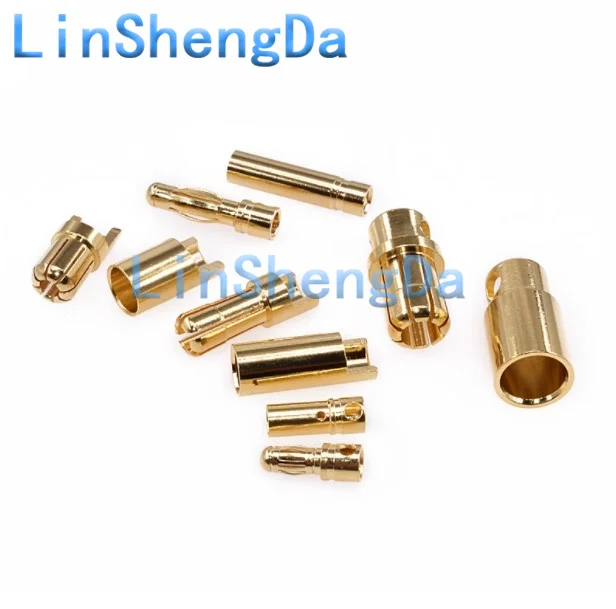 2pcs Aircraft model pure copper gold-plated lantern banana plug 2/3.5/4/5.5/6/8mm motor male and female connectors