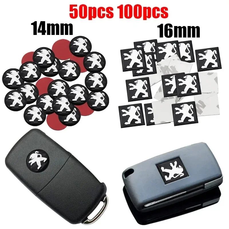 Autocollants de voiture 14/16mm, coque de clé dédiée Peugeot, emblème Paster pour Peugeot 407 3008 307 308 206 508 208 207 607 106 301 408 5008