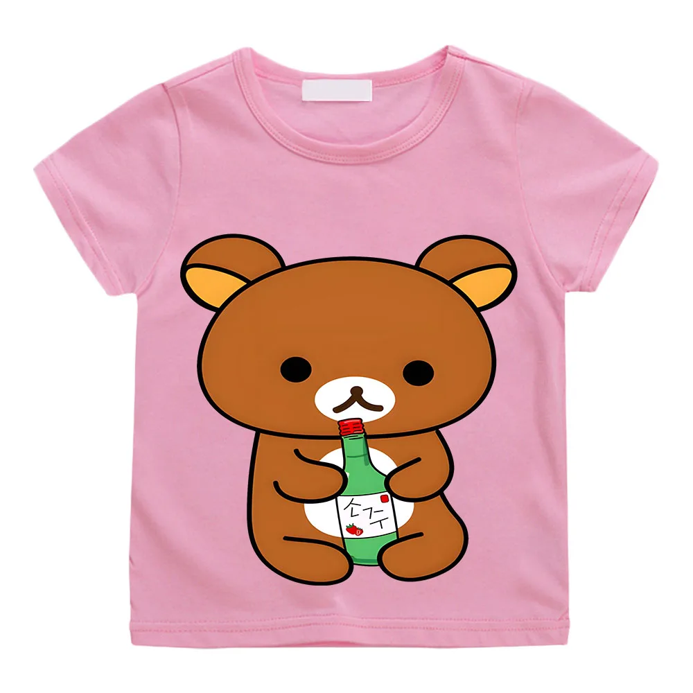 Rilakkuma Cartoon T-shirt Funny Graphic Printing Children Tee-shirt 100% Cotton Tees Kawaii Boys and Girls Tshirts Short Sleeve