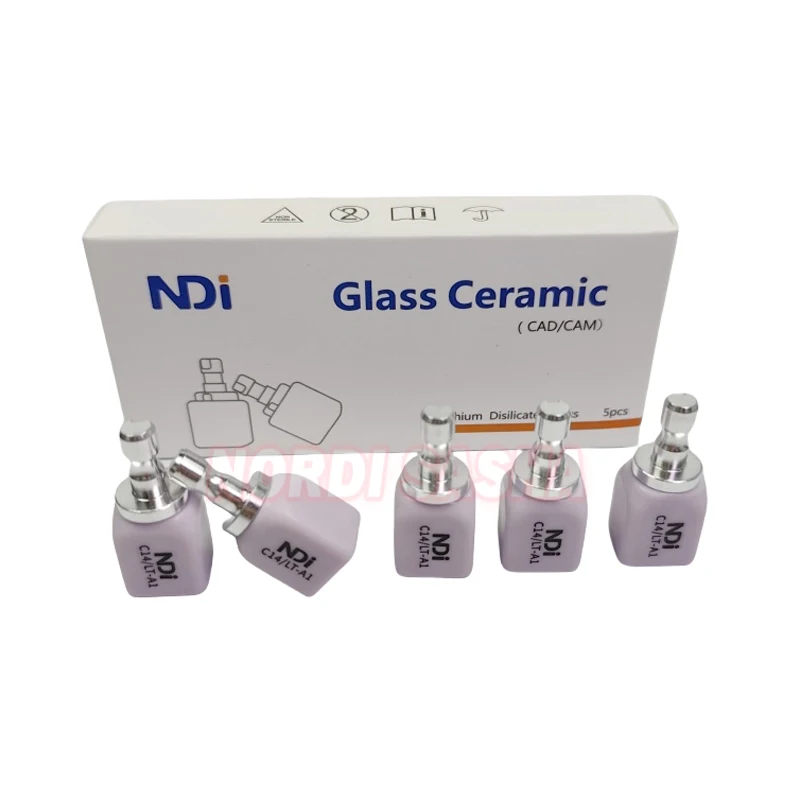 C14 Dental NDI Lithium Disilicate Glass Ceramic Blocks 5Pcs/Box HT/LT for Dentistry CAD CAM Milling System Dental Crown Material