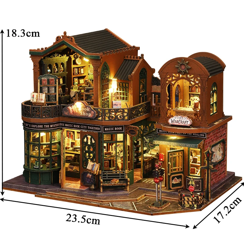 DIY Miniature Model Kit, Twilight Book City Casa Doll Houses, 3D Puzzle Dollhouse com móveis para amigos, presente de Natal