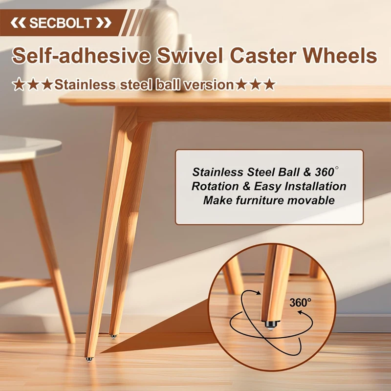 Updated Self Adhesive Caster Wheels, 201 Stainless Steel Stick On Wheels