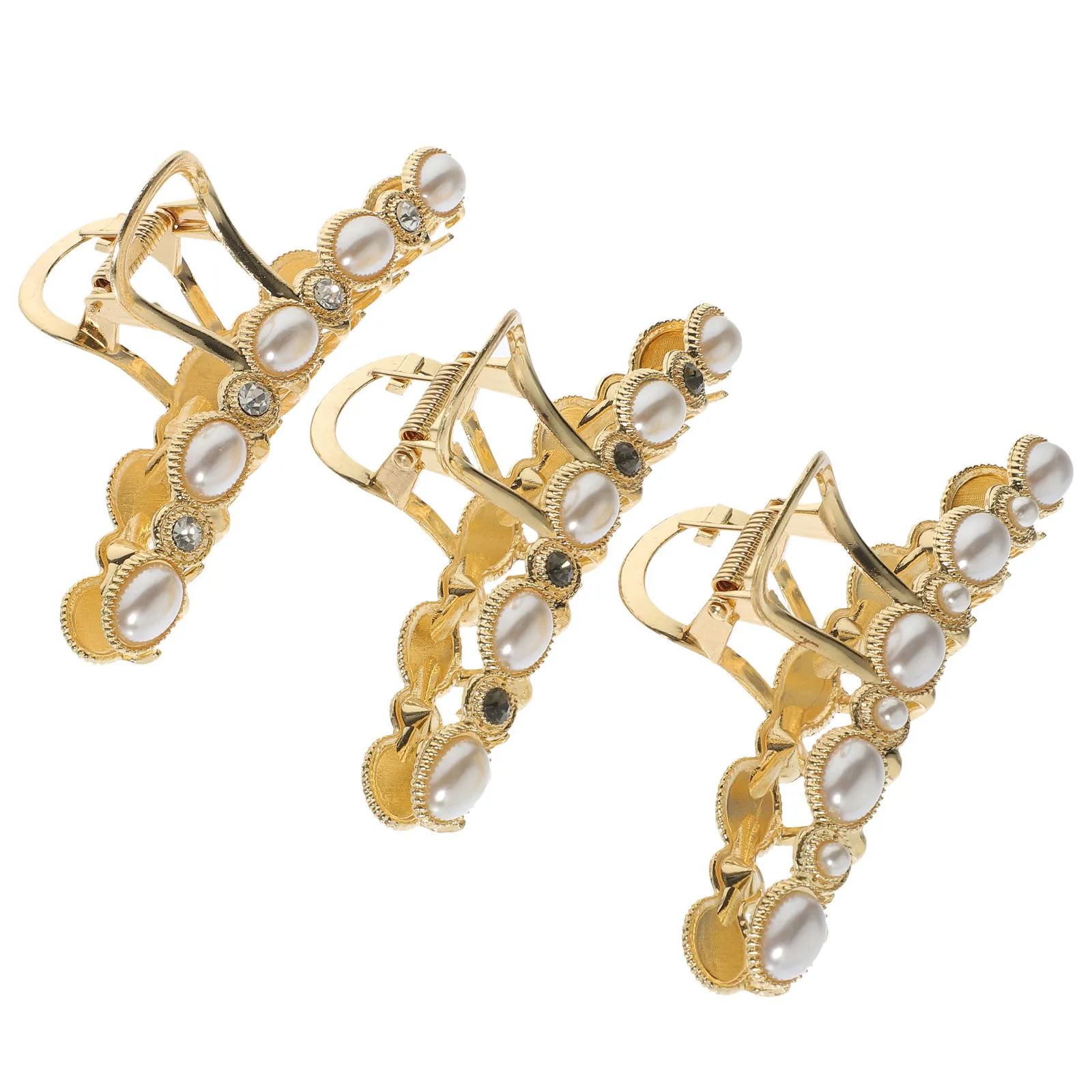 

3Pcs Large Pearl Rhinestone Hair Claw Clips for Women Thick Long Fine Hair Styling Accessories Wedding Birthday Party Prom Claw