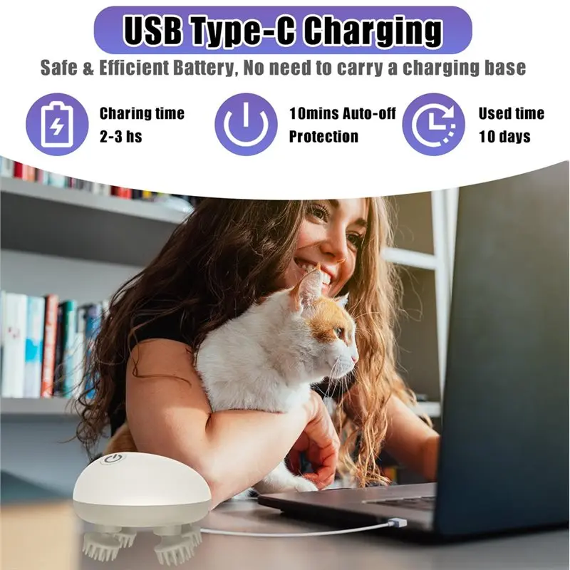 Massage de tête anti-Stress relaxant avec 8 griffes de Massage, électrique, outil de Massage du cuir chevelu Portable, conception étanche