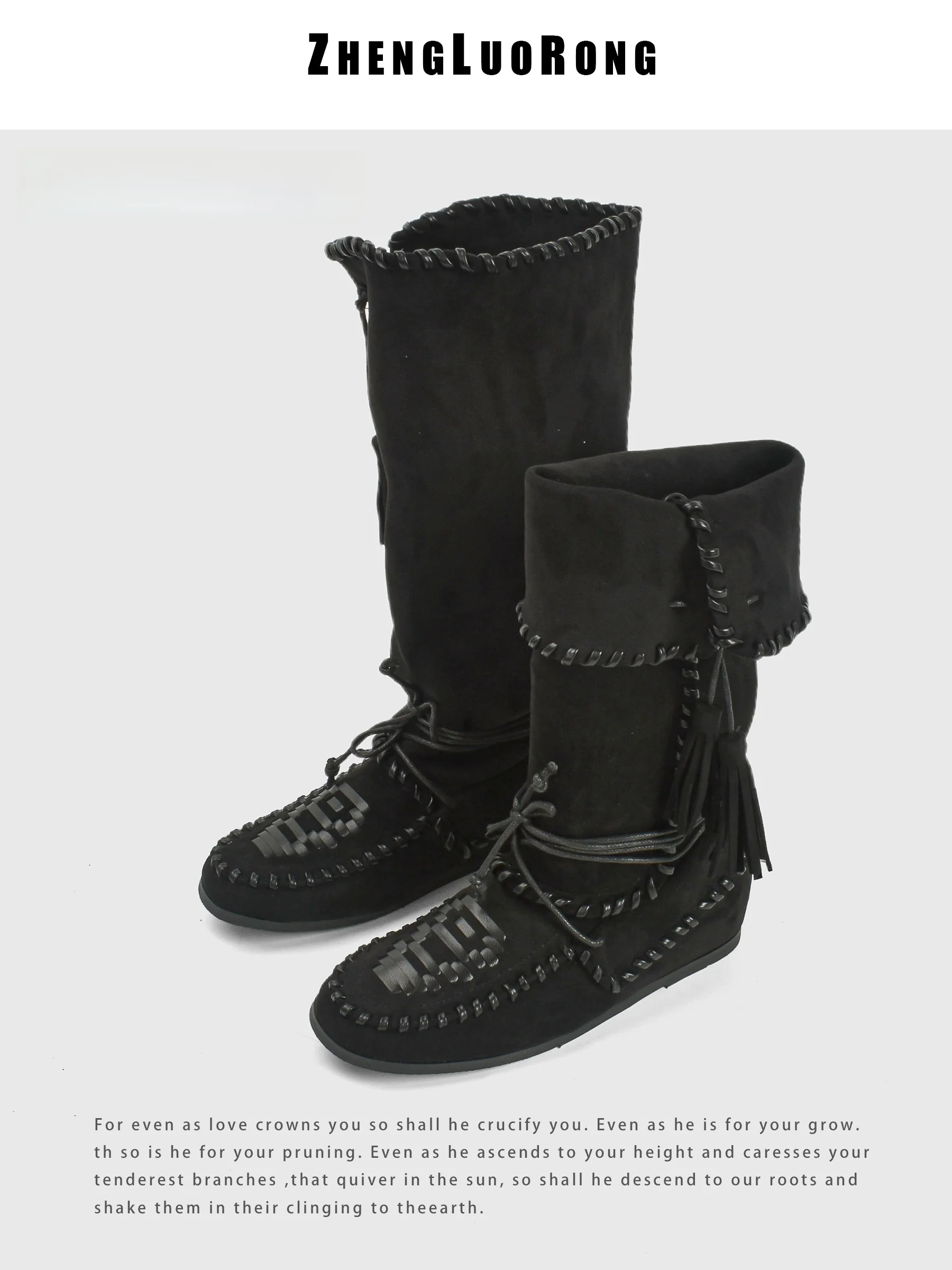 

Tassel Western Boots Women's Original Design High-Top Fashion Boots Autumn New Style Two-Way Wear Long Tube Boots