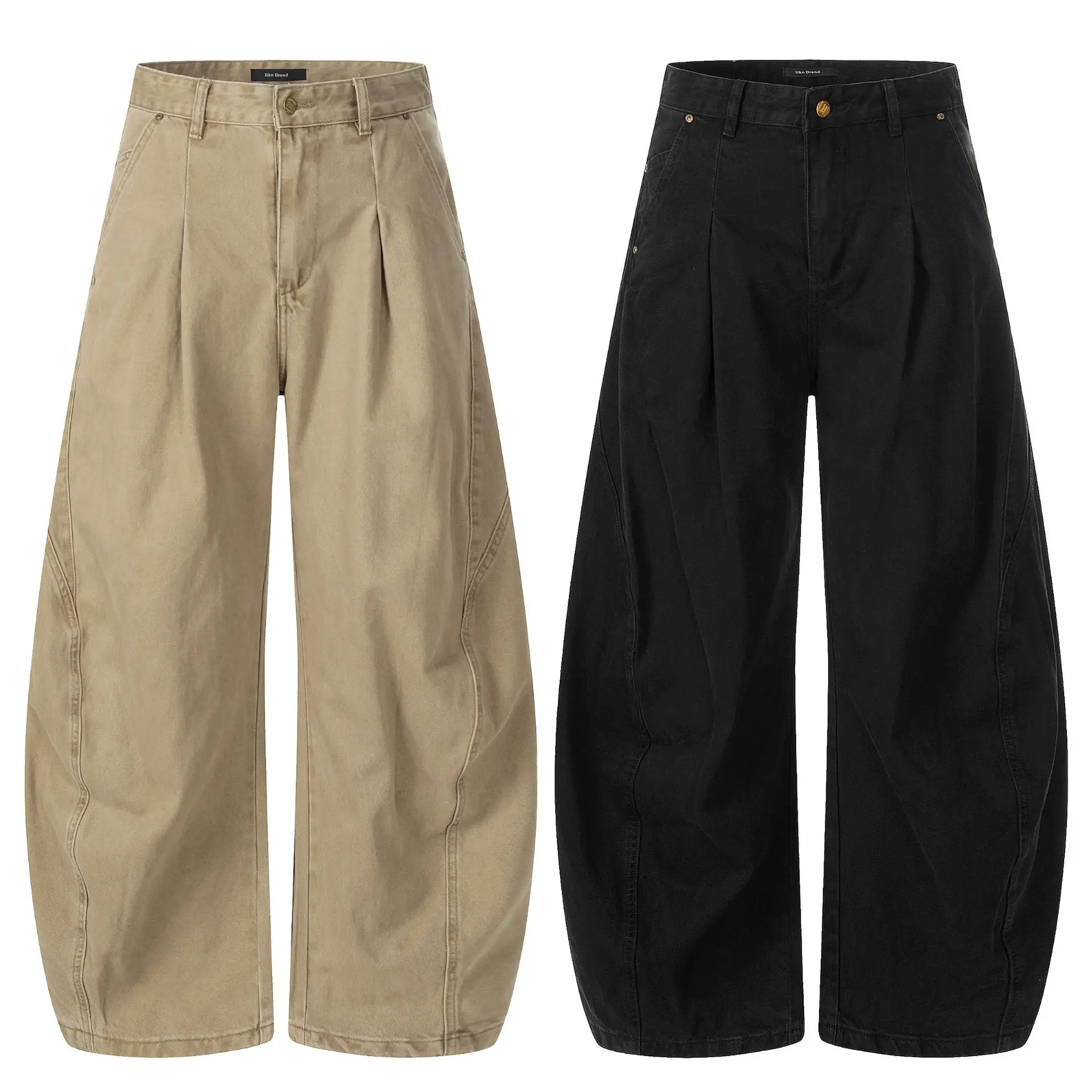 

American Sle Vintage Rusted Straight Leg Work Pants Loose Fit Casual Trousers for Men And Women Pure Color Design