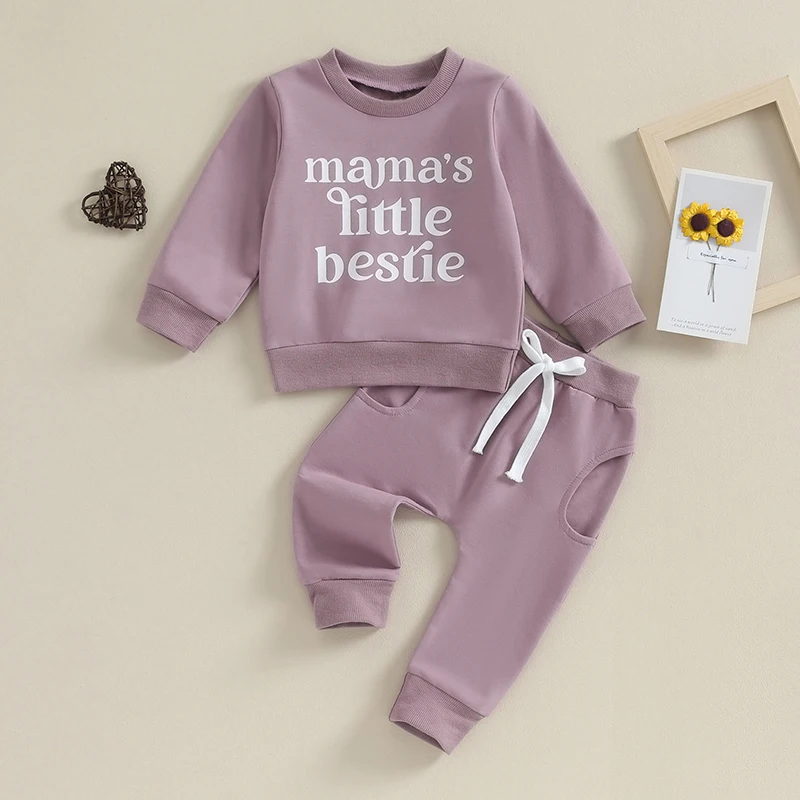 

Toddler Baby Girl Spring Clothes 2Pcs Letter Print Long Sleeve Sweatshirt Tops Jogger Pants Set Casual Outfits