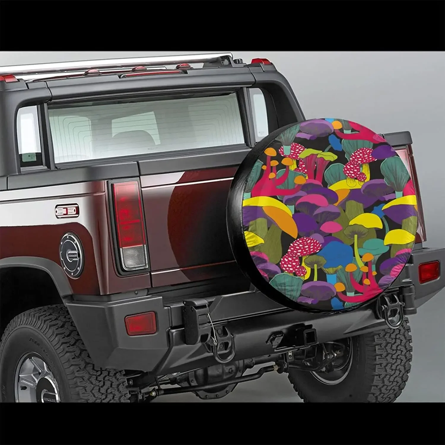 Colorful Mushroom Spare Tire Cover Waterproof Dust-Proof Wheel Protectors Universal for Trailer,,SUV,RV and Many Veh