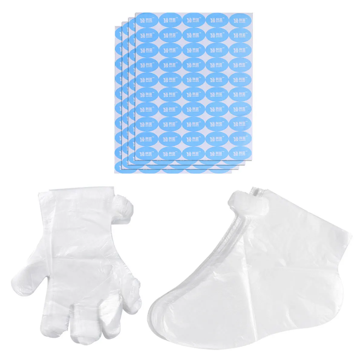 600Pcs Disposable Plastic Gloves Large Oil Resistant Odor Free Pedicure One-Off Foot Covers Stickers Set Hand Protection