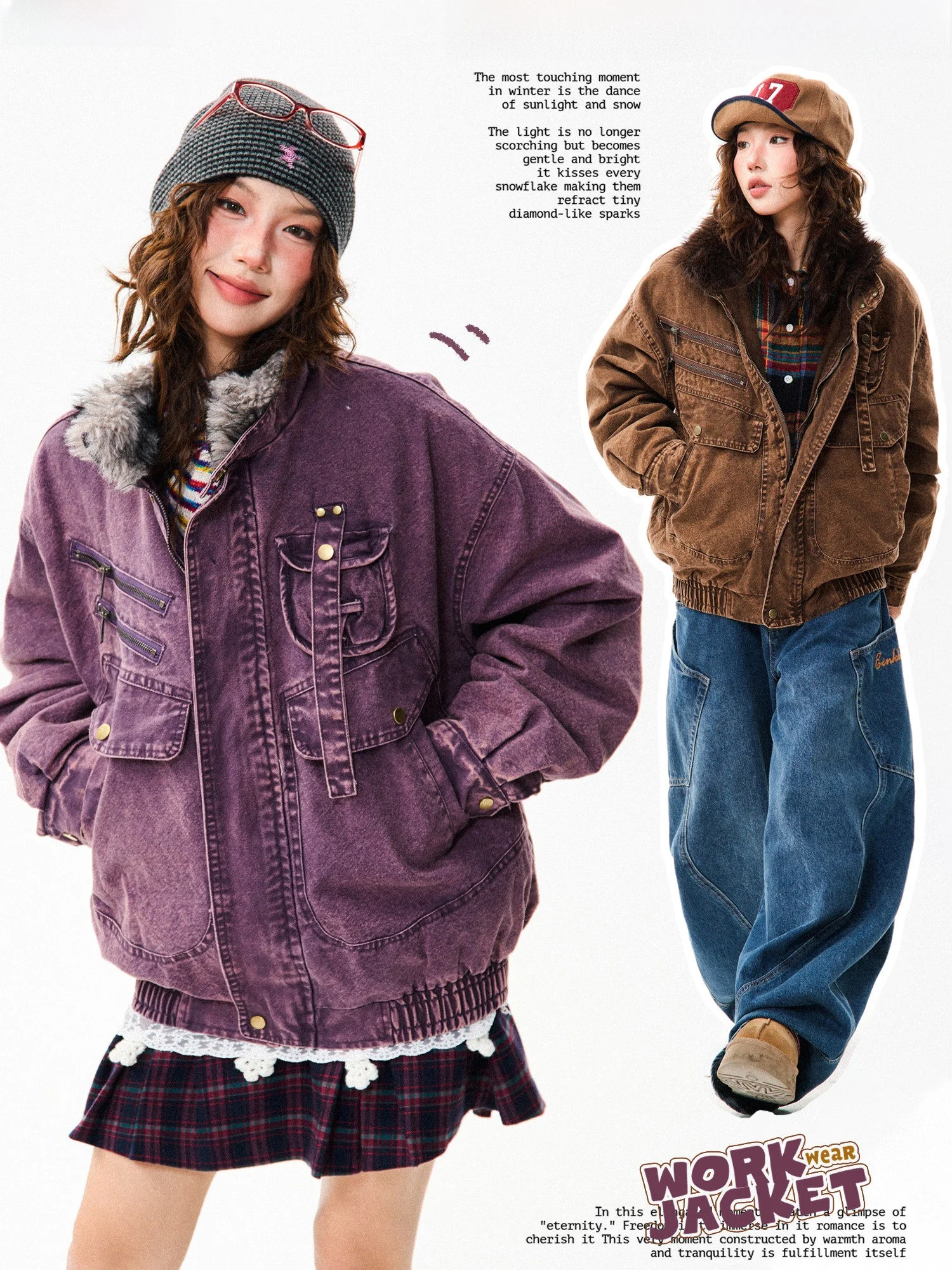 

Женская зимняя джинсовая куртка Young Stage в американском ретро-стиле, утепленная, из плотного хлопка, свободного кроя, с длинными рукавами, на молнии, с дизайнерским акцентом