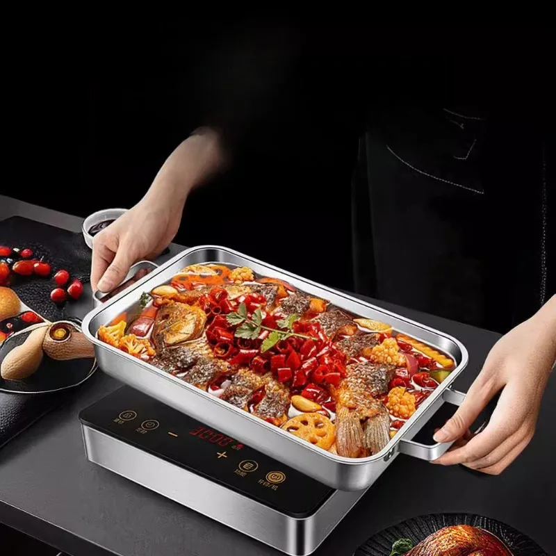 

Grilled Fish Dish Rectangular Household Use 316 Stainless Steel Induction Cooker Special Pot Food Grade Baking Tray