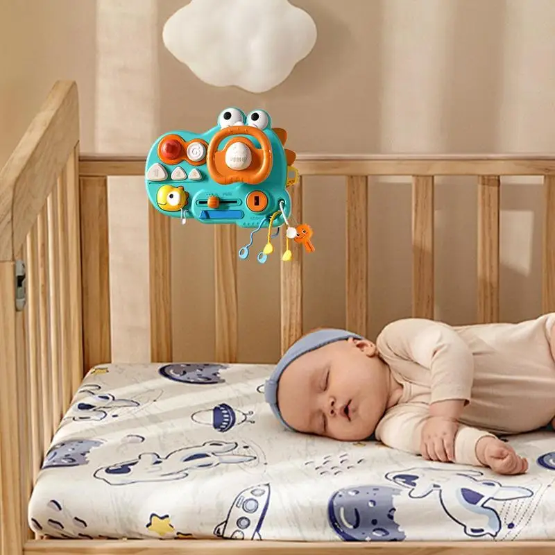 Volante de dinossauro brinquedo para bebê infantil cor forma cognição trem de motor fino aprendizagem precoce brinquedos simulado volante