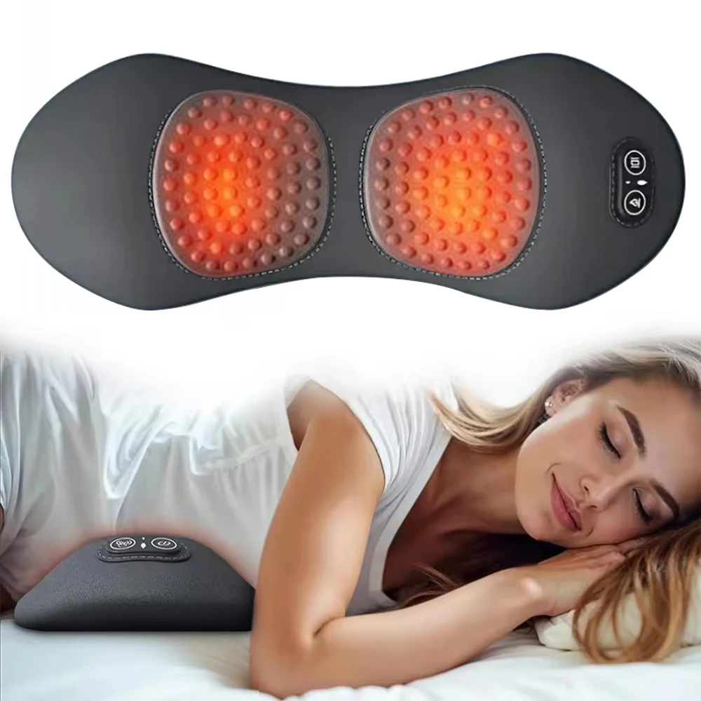 

NEW 3-in-1 Back Massager Heat Vibration for Back Pain Relief Herniated Disc Stretch Support Traction Lower Back Massage Pillow