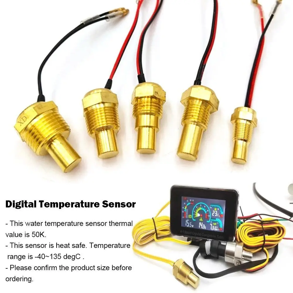3/8 1/8 12V/24V 10MM 21MM 14MM 16MM 17MM Temp Sender Digital Temperature Sensor 50K Head Plug Water Temperature Sensor
