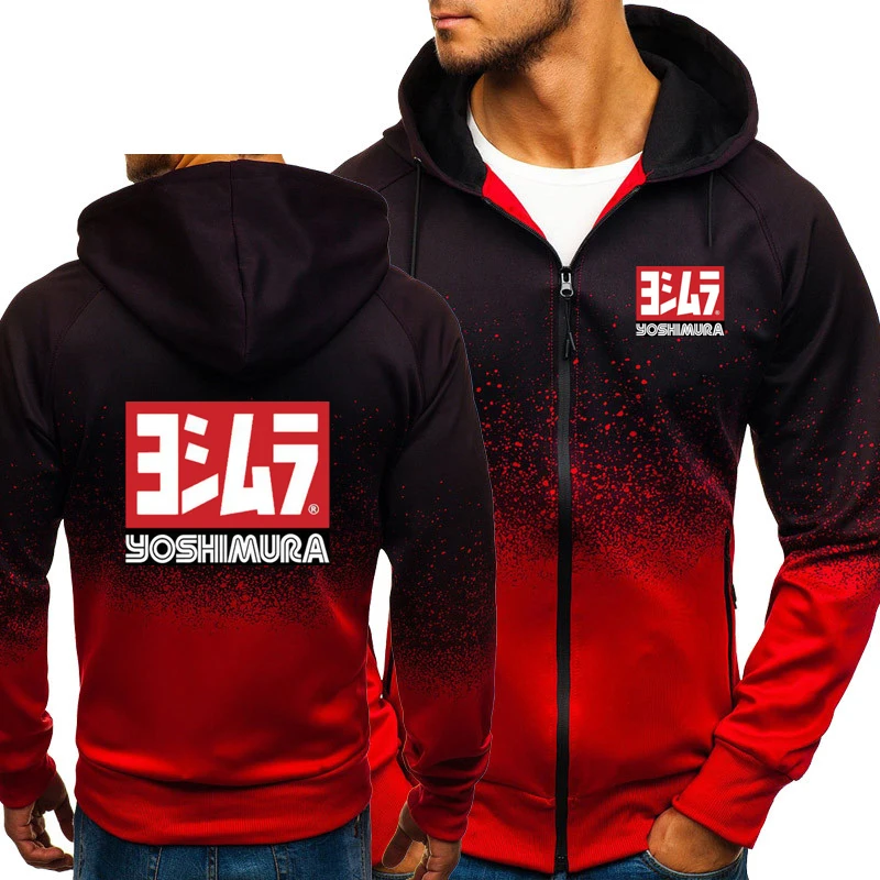 

Men's Jacket Yoshimura Japan Print Casual HipHop Harajuku Gradient Color Hooded Sweatshirts zipper Hoodies Man Clothing