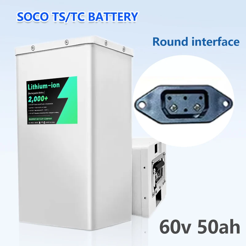 Super SOCO TS TC Akku 17S 60V 30AH 40AH 50AH 60Ah Original-Ersatzakku mit Bluetooth-App Große Kapazität + Ladegerät