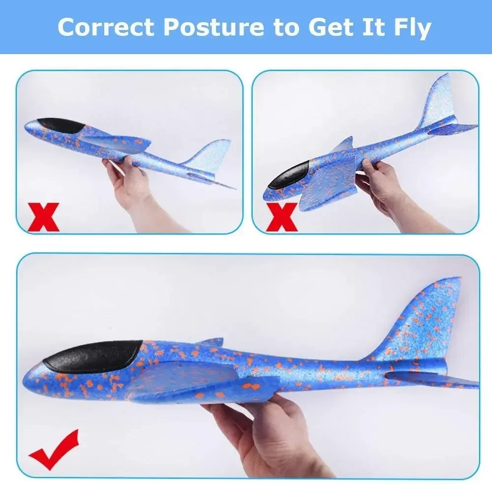 50CM Foam Plane Flying Glider Toy With LED Light Large Outdoor Game Hand Throw Airplane Aircraft Model Toys for Children Boys