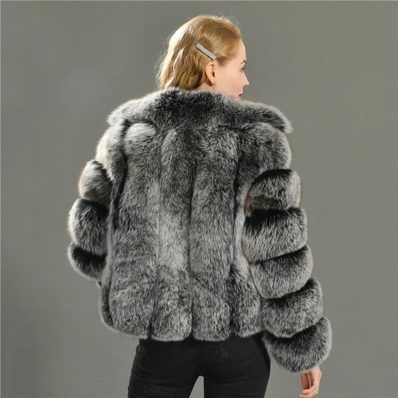 Hot Sale Haining Fur Coat 2024 Women's New Fox Hair True Hair Fashion Style Fox Fur Coat Women