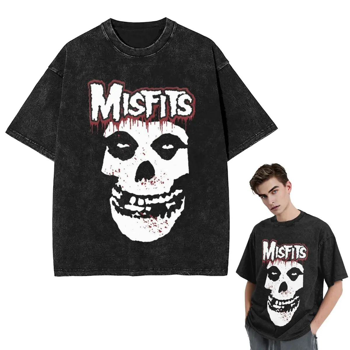 

Уличная одежда, футболки Misfits, потертая футболка с черепом, футболка в стиле хип-хоп с короткими рукавами, топы, футболки для мужчин и женщин