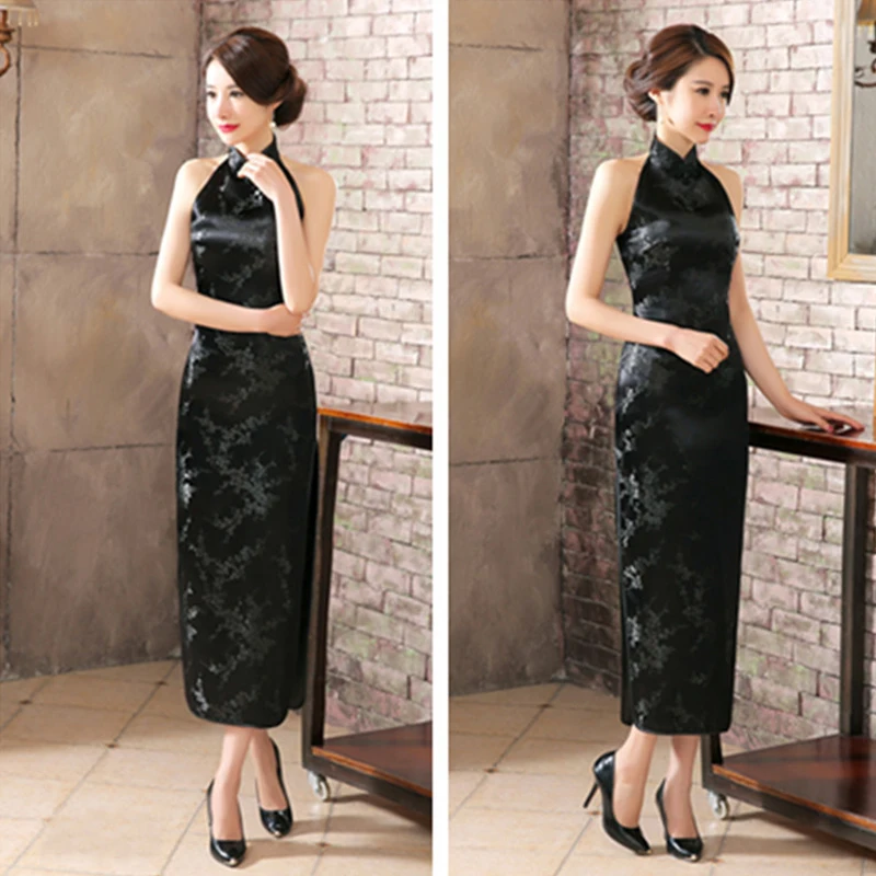 

Chinese Prom Party Dress Oversize Traditional Vestidos Female Elegant Temperament Qipao Summer Sleeveless Backless Cheongsam