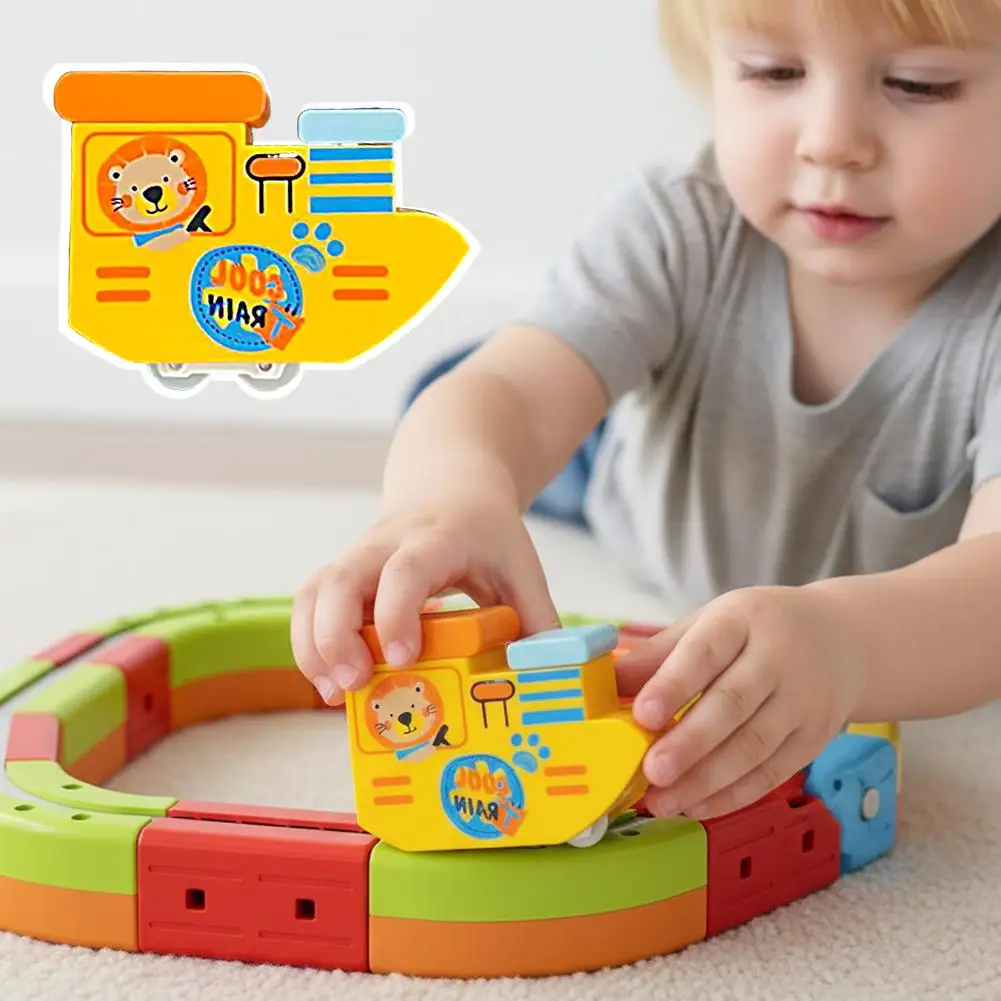 Magnetic Track Car Toy for Kids DIY Building Blocks Magic Railway Set STEM Educational Electric Train Racing Toy Boys Gift