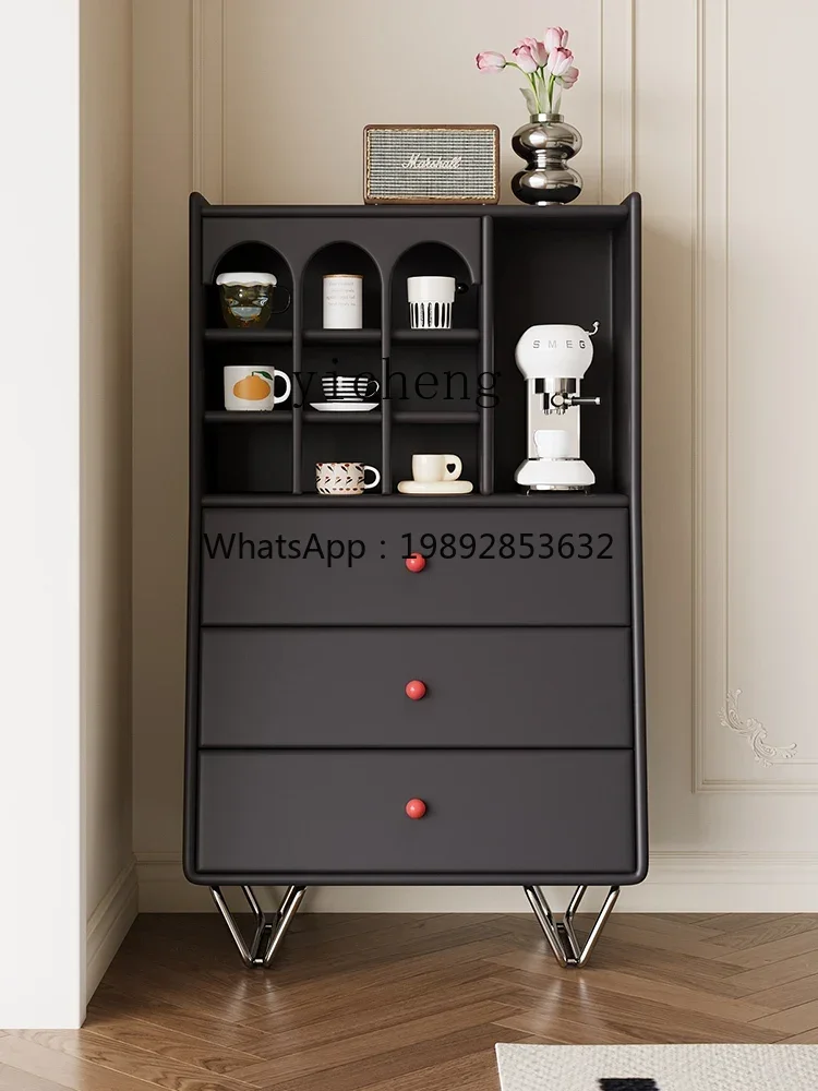 Side Cabinet Light Luxury Solid Wood Living Room Small Vertical Cabinet Storage Room Bedside Table Alternative Storage Rack