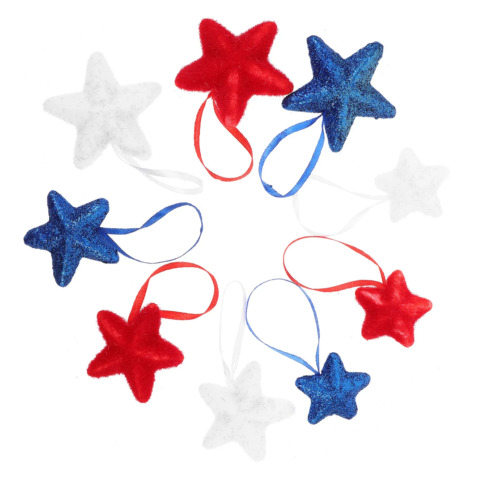 9Pcs Independence Day Party Decorations Patriotic Star Pendant Red White Blue Foam Hanging Ornaments Memorial Day American