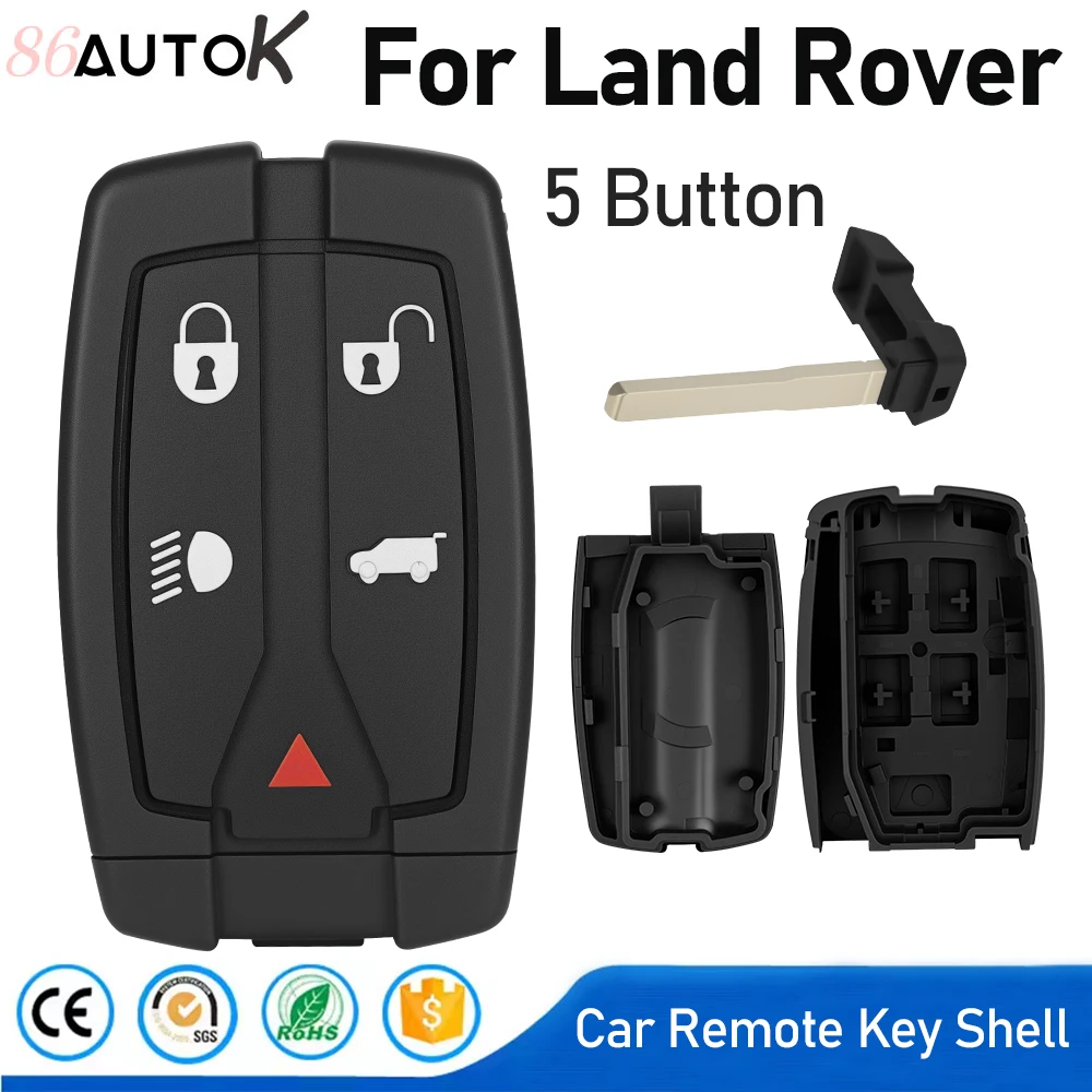 

Car Smart Key Shell for Land Rover Freelander 2 Discovery 5 Buttons with Uncut Blade Replacement Remote Key Fob Cover Housing